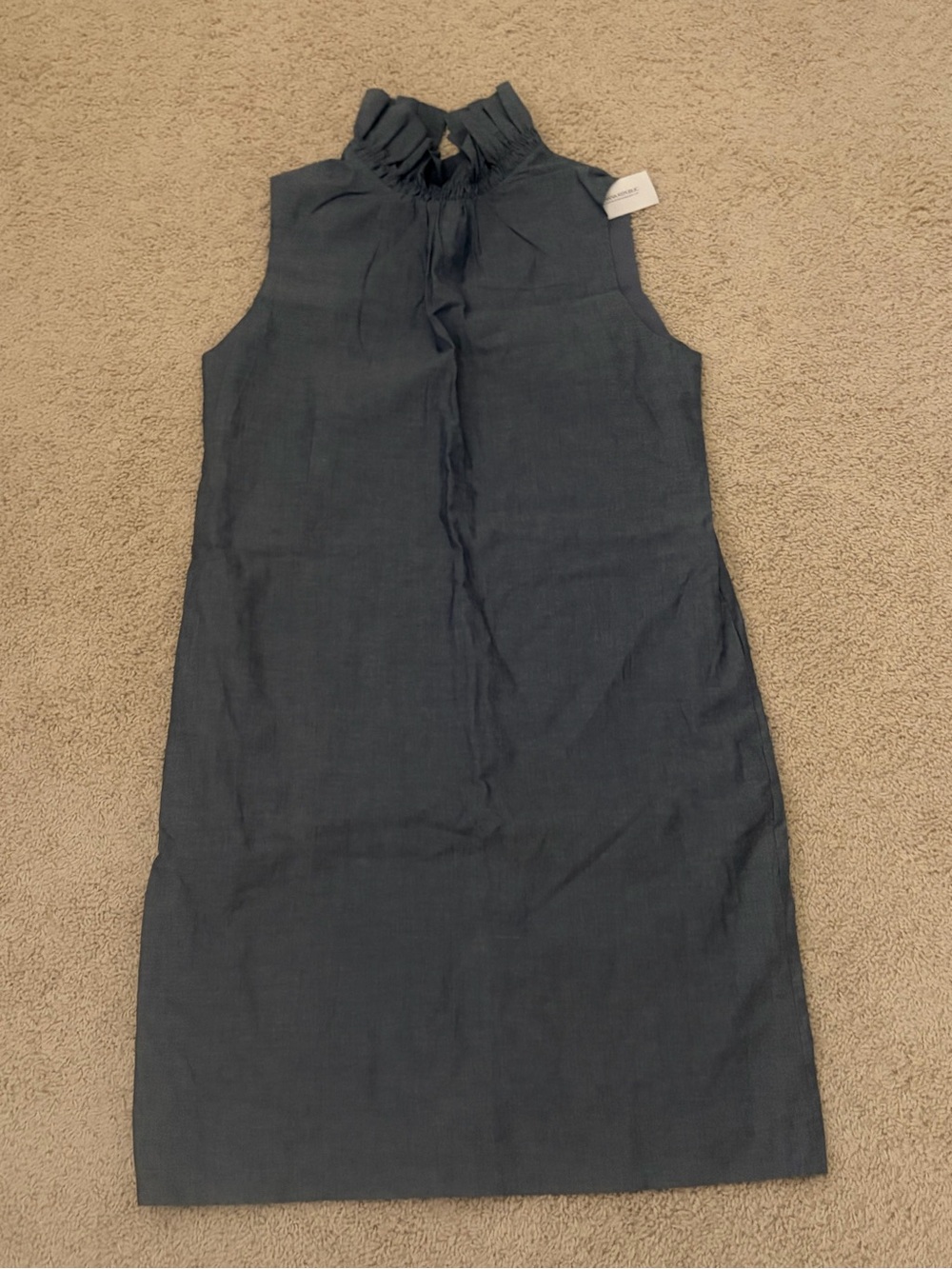 Banana Republic Sleeveless Ruffle-Neck Shift Dress - Blue
